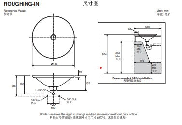 Shagreen Carillon藝術系列圓形上崁盆 | K-77714 | SHAGREEN系列整體採用了溫潤的色調，以及仿鯊魚皮的印花材質，經過有機工序打造，每個面盆都是獨一無二的。該系列靈感來自於中國宋代的油滴釉，上釉過程採用了礦物質材料，珍珠般的光澤和雅緻的磨砂效果得以交相輝映。有機工序打造，近似真皮的質感，讓每一款SHAGREEN系列藝術面盆都更為出眾。  無龍頭孔 尺寸:449X449mm 產品型號:K-77714-SSP、K-77714-TB2 | 台南衛浴 設計師推薦-龍百KOHLER