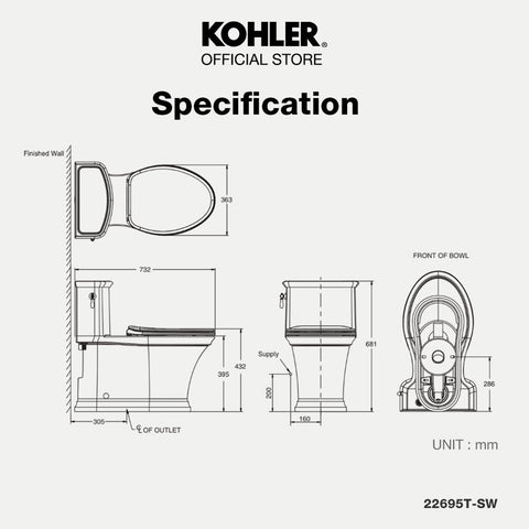 Harken 水旋風單體馬桶|K-22695T-SW-0(含馬桶蓋) | 白色| 裙包式馬桶缸體的當代衛浴設計 KOHLER 水漩風單體馬桶，最新沖水技術，讓您的衛浴保持潔淨無汙。 KOHLER Glaze高度玻化釉面，牢固防污表面，光潔耐用 加長座圈供額外的舒適度，同時擁有寬敞空間 省水：節約用水滿足綠建築標準 易清潔：一體式馬桶成為無縫且易於清潔的設計。 管距：305mm 馬桶蓋(K-22697-0) | 台南衛浴 設計師推薦-龍百KOHLER