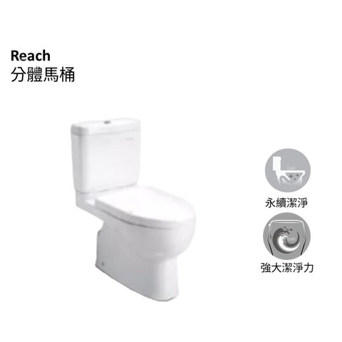 Reach 分體馬桶| K-3991T-HC-0 (含緩降馬桶蓋) | 安裝說明 | 現代設計配包覆式缸體  搭配緩降式馬桶蓋  法弧座圈  兩段式沖水量：大4.8L / 小號3.3L KOHLER GLAZE：防污易清潔之高度玻化釉面  商品型號：K-3836X-M-0+K-4087X-0 本商品包含以下型號： 缸體：K-3836X-M-0 Reach 分體馬桶底座 水箱：K-4979X-0 Reach 分體馬桶水箱 馬桶蓋：K-4087X-0 Reach 緩降馬桶蓋 商品尺寸：寬 385mm x 深 790mm x 高 780mm / 管距：305mm | 台南衛浴 設計師推薦-龍百KOHLER