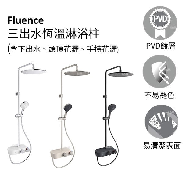 【龍業百起】KOHLER-Fluence 三出水恆溫淋浴柱 K-36420T-9