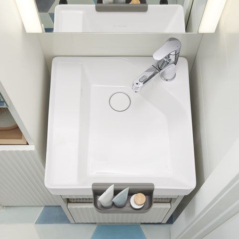 Spacity 45cm浴室收納櫃、K-32160T-PPW+K-31551T-0+K-32251T-MRL *2、針對小空間浴室提供更好的衛浴空間體驗｜台南衛浴 設計師推薦-龍百KOHLER
