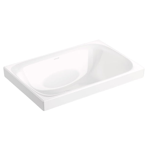 Melius 55cm長方形獨立盆 |  K-36400T-0| 安裝說明 | 更流暢內壁，不再藏污納垢 單孔前置溢水，放心更易清潔 榮膺iF設計獎，展現品牌實力 可自由选择龙头孔及无龙头孔款 550(L)×370(W)×214(D)mm｜台南衛浴 設計師推薦-龍百KOHLER