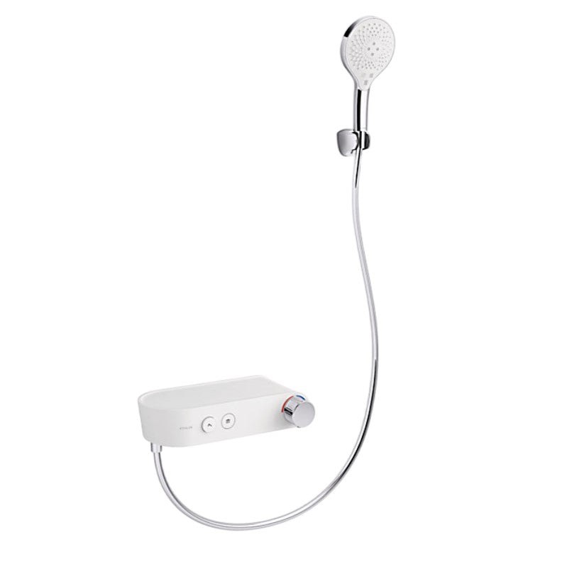 Fluence 浴缸淋浴龍頭(按鈕式)  | K-36520T-9 | 安裝說明 | 全新按鍵操控設計，美觀實用，適合各式浴室風格 WaterMind技術，出水強勁如一，澎湃盡興 業界首創的專利花灑出水技術 - WaterMind仿生駕馭水：自動感應水壓強度，並相應自動調節出水孔徑，在不同水壓下都能滿足強勁，均勻的出水效果，淋浴舒適暢快 關停水流後，出水孔自動閉合，關水即停，有效減少滴漏 出水孔自動“開合”，每次出水時水垢被自然沖洗掉，有效防止水垢堵塞出水孔，無須繁瑣手動清理｜台南衛浴 設計師推薦-龍百KOHLER