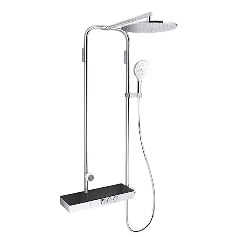 Spaviva 三出水恆溫淋浴柱(含頭頂花灑、手持花灑、身體噴頭) | K-EX36244T-9 | 安裝說明 | 提供全方位按摩體驗：滿足在淋浴區深層護理&按摩的需求，讓每一寸肌膚奢享沉浸式 SPA 體驗，放鬆身心療癒片刻 流線型設計：首創流線型設計，搭配PVD多種配色，突破空間美學束縛 智顯水溫，操控無憂：LED溫度顯示，即時掌握水溫，老人/小孩方便操控，避免燙傷 身體按摩噴頭，可調節角度，提供背部按摩體驗 業界首創的專利花灑出水技術 - WaterMind仿生駕馭水：自動感應水壓強度，並相應自動調節出水孔徑，在不同水壓下都能滿足強勁，均勻的出水效果，淋浴舒適暢快 關停水流後，出水孔自動閉合，關水即停，有效減少滴漏 出水孔自動“開合”，每次出水時水垢被自然沖洗掉，有效防止水垢堵塞出水孔，無須繁瑣手動清理｜台南衛浴 設計師推薦-龍百KOHLER