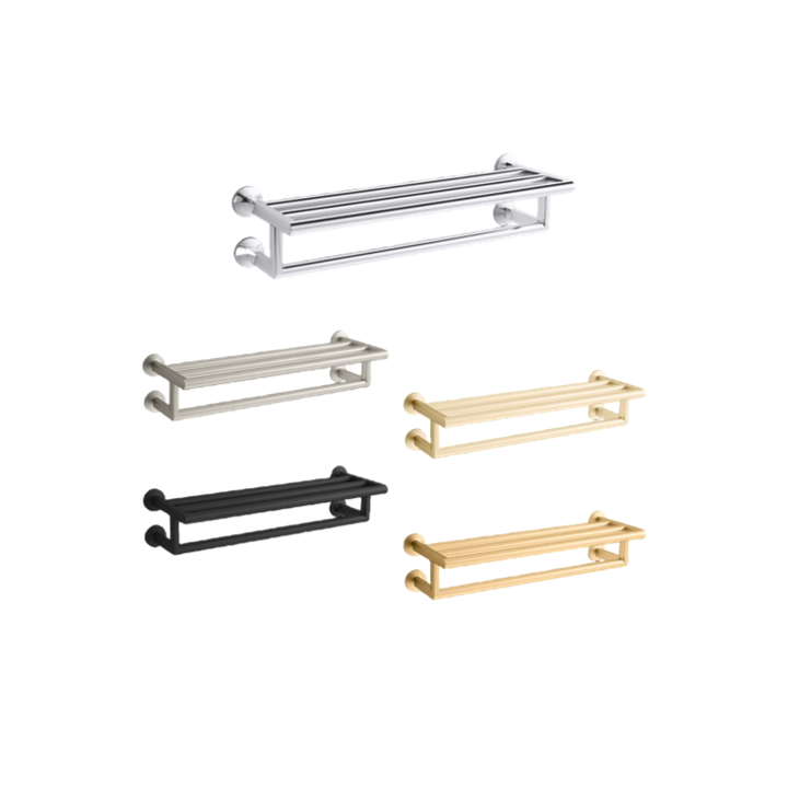 COMPONENTS 60cm 雙層置衣架 ｜K-78376T｜拋光鍍鉻啞光黑羅曼銀法蘭金摩登金｜強力耐腐蝕，防腐耐刮擦，比同行耐用標準超過兩倍，歷久如新｜台南衛浴 設計師推薦-龍百KOHLER